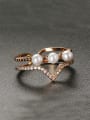 thumb Copper Alloy 18K Gold Plated Fashion Crown-shaped Artificial Pearl Zircon Opening Ring 0