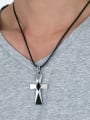 thumb Fashionable Cross Shaped Artificial Leather Titanium Necklace 1