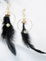 thumb Exaggerated Personalized Black Feather Drop Earrings 2
