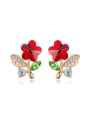 thumb Personalized austrian Crystals Flower Alloy Stud Earrings 2