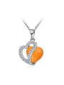 thumb Temperament Orange Heart Shaped Opal Necklace 0