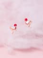 thumb Sterling silver simple zirconium flamingo cute animal earrings 2