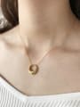 thumb Sterling silver minimalist texture gold oval necklace 1