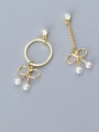 thumb 925 Sterling Silver With Artificial Pearl  Personality Bowknot Drop Earrings 0