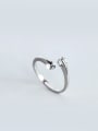 thumb S925 Silver Simple Double Zircon Opening Ring 0