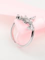 thumb Elegant Silver Plated Leaf Shaped Zircon Ring 2