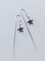 thumb 925 Sterling Silver With Platinum Plated Simplistic Geometric Threader Earrings 3