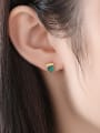thumb 925 Sterling Silver With Turquoise  Simplistic Geometric Stud Earrings 1