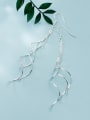 thumb 925 Sterling Silver With Platinum Plated Simplistic Lline Threader Earrings 0