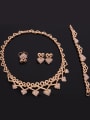 thumb Alloy Imitation-gold Plated Vintage style Rhinestones Heart-shaped Four Pieces Jewelry Set 1