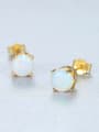 thumb 925 Sterling Silver With Opal Cute Round Stud Earrings 2