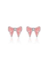 thumb Colorful Pink Glue Butterfly Bow Shaped Stud Earrings 0