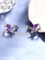 thumb Charming Purple Glass Stone Stud Earrings 1