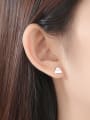 thumb 925 Sterling Silver With Glossy  Simplistic Asymmetry Triangle Stud Earrings 1