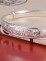 thumb Classical 999 Silver Chinese Character-etched Adjustable Bangle 2