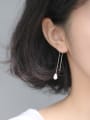 thumb Simple Water Drop Shell Pearl 925 Silver Line Earrings 1