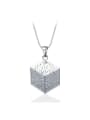 thumb Simple Hollow Cube Pendant Copper Necklace 0