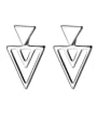 thumb 925 Sterling Silver With Platinum Plated Simplistic Hollow Triangle Stud Earrings 0