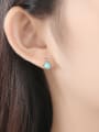 thumb 925 Sterling Silver With Turtquoise Fashion Round Stud Earrings 1