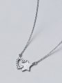 thumb Elegant Star And Heart Shaped Rhinestones Silver Necklace 1