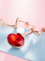 thumb Red Egg Shaped Glass Stone Stud Earrings 2