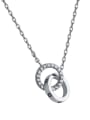 thumb 925 Sterling Silver With Cubic Zirconia Simplistic Interlocking Necklaces 0