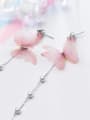 thumb Temperament Pink Butterfly Shaped Artificial Pearl Drop Earrings 1