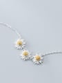 thumb 925 Sterling Silver With Platinum Plated Cute Flower Necklaces 0
