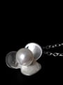 thumb Simple Artificial Pearl 925 Silver Flower Necklace 2