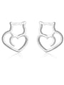 thumb 925 Sterling Silver With Silver Plated Simplistic Heart Stud Earrings 0