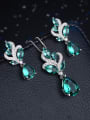 thumb Copper With  Glass stone Trendy Water Drop 2 Piece Jewelry Set 0