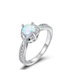 thumb Simple Style Round Opal White Gold Plated Women Ring 1