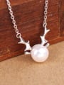 thumb Platinum Plated Freshwater Pearl Antler Necklace 2
