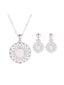 thumb Alloy White Gold Plated Fashion Rhinestones Hollow Round-shaped Two Pieces Jewelry Set 0