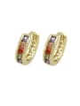 thumb Copper Alloy 14K Gold Plated Hollow Multi-color Zircon Clip clip on earring 0