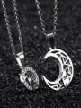 thumb Personalized Hollow Moon Sun Titanium Lovers Necklace 3