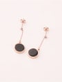 thumb Simple Style Round Black Agate Drop Earrings 1