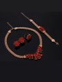 thumb Alloy Imitation-gold Plated Vintage style Artificial Red Stones Four Pieces Jewelry Set 1