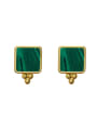 thumb Copper With Gold Plated Simplistic Malachite Square Stud Earrings 2