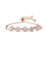 thumb Copper With Cubic Zirconia  Personality Flower adjustable Bracelets 1