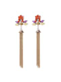 thumb Bohemia style Long Tassels Mosaic Crystals Alloy Drop Earrings 0