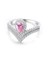 thumb V-shape Pink White Zircons Creative Ring 0