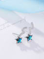 thumb Fashion Blue Crystal Star Cubic White Zirconias 925 Silver Stud Earrings 1