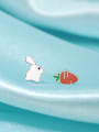 thumb Tiny Rabbit Carrot Asymmetrical Glue 925 Silver Stud Earrings 0