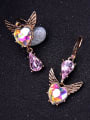 thumb Heart and Wings -shape Elegant Exquisite Shining Drop Earrings 2