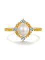 thumb Natural Freshwater Pearl 14K Gold Plated Adjustable Ring 0