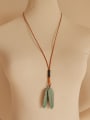 thumb Leaf Shaped Cownhide Leather Necklace 1