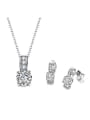 thumb Copper 18K Gold Plated Fashion Zircon Round Two Pieces Jewelry Set 2