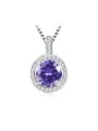thumb Purple Stone 925 Silver Round Shaped Necklace 0