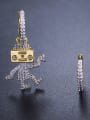 thumb Personality new gold micro-inlay zircons robot asymmetrical studs earring 1